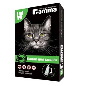 Gamma БИОкапли для кошек от внешних паразитов, 1 пипетка по 1 мл.